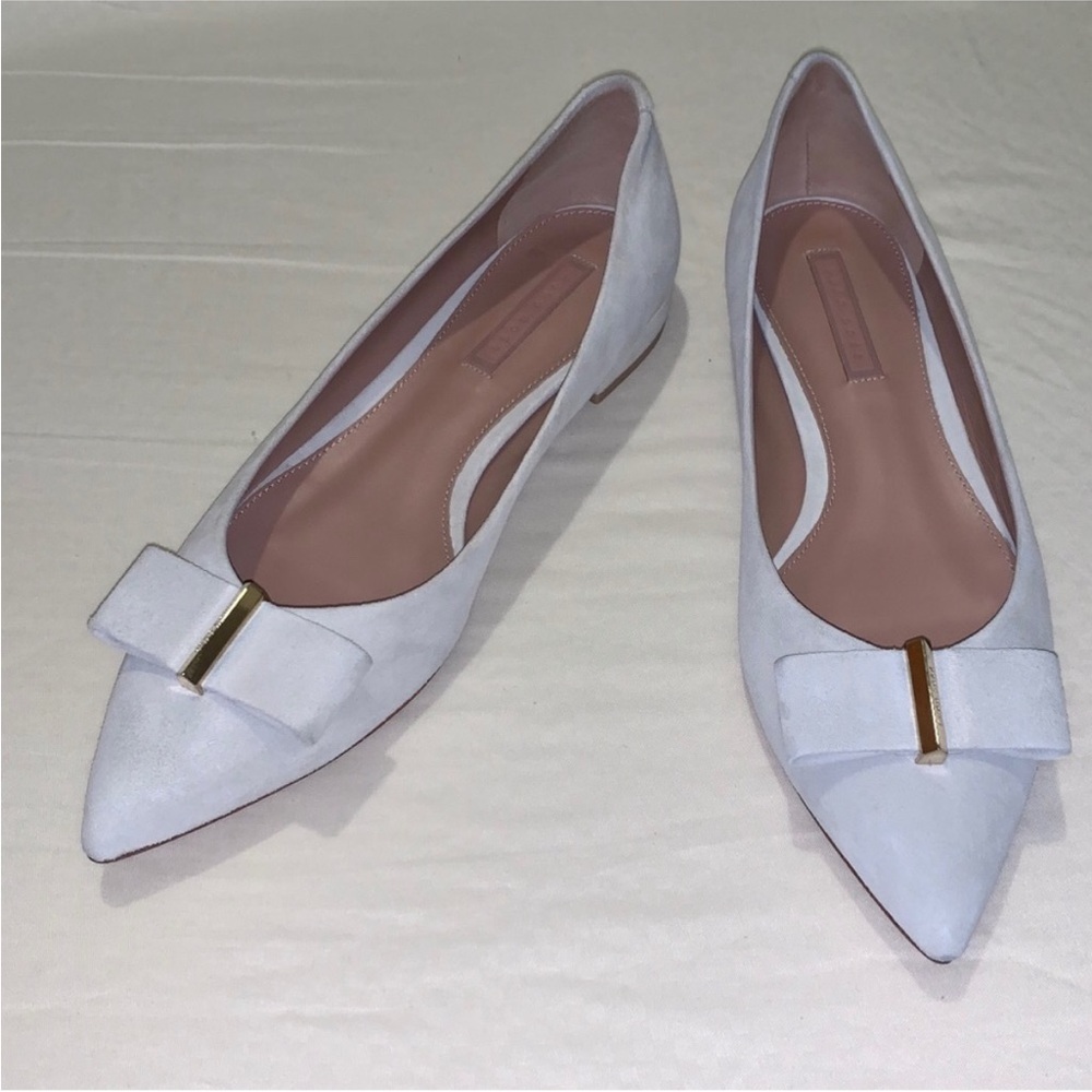 Hugo Boss women’s suede pointed toe bow ballerina flats - size 8.5 US